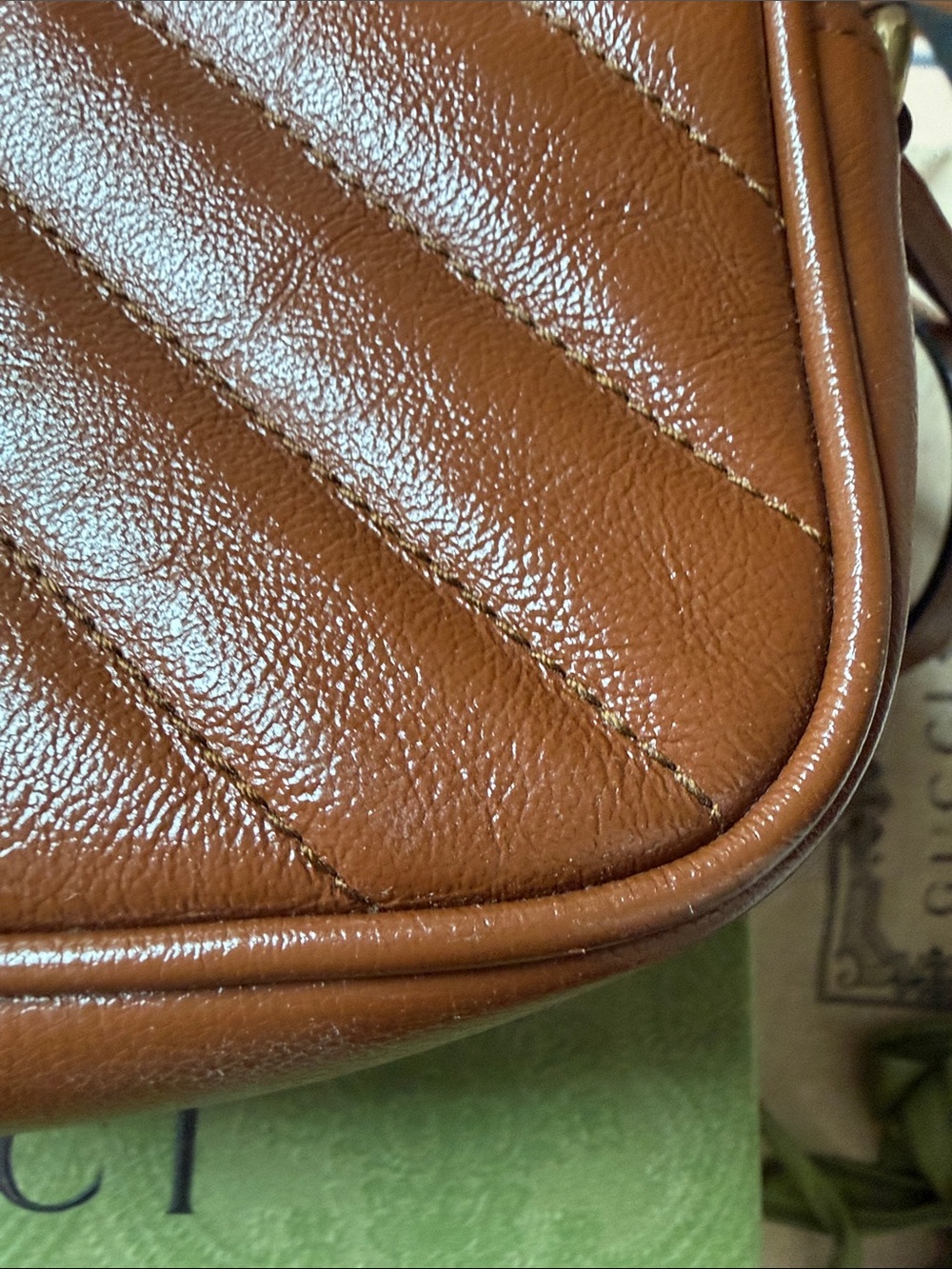 Gucci Brown Chevron GG Small Camera Crossbody - Picture 7 of 9